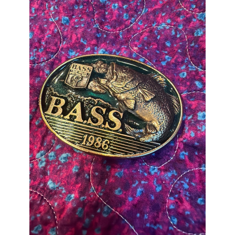 Vintage 1986 B.A.S.S. Member Belt Buckle Limited Edition Bass Fishing USA Made